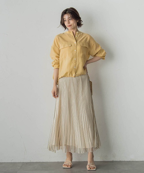 Droite lautreamont（ドロワットロートレアモン）の「セミシアードロストブラウス≪手洗い可能≫（シャツ/ブラウス・レディース・オフホワイト/ブラウン/グリーン/イエロー・M）」の14枚目の写真