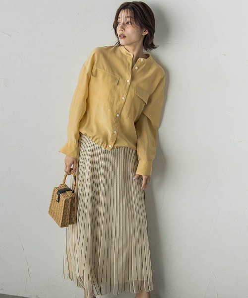 Droite lautreamont（ドロワットロートレアモン）の「セミシアードロストブラウス≪手洗い可能≫（シャツ/ブラウス・レディース・オフホワイト/ブラウン/グリーン/イエロー・M）」の11枚目の写真