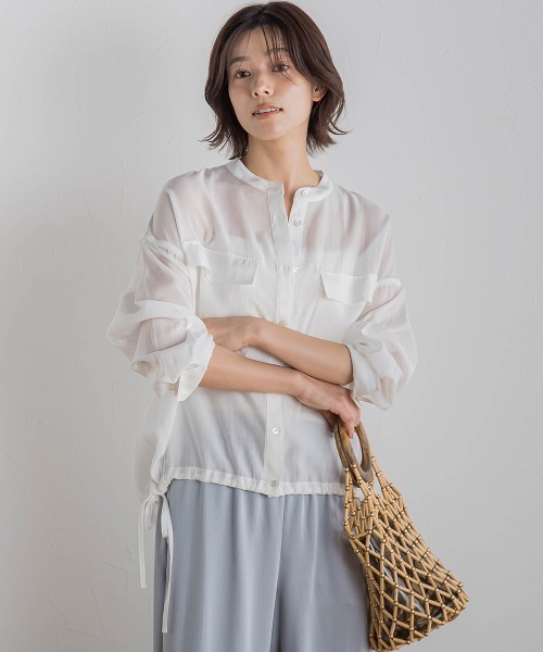 Droite lautreamont（ドロワットロートレアモン）の「セミシアードロストブラウス≪手洗い可能≫（シャツ/ブラウス・レディース・オフホワイト/ブラウン/グリーン/イエロー・M）」の22枚目の写真