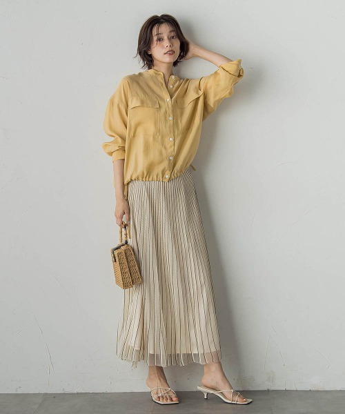 Droite lautreamont（ドロワットロートレアモン）の「セミシアードロストブラウス≪手洗い可能≫（シャツ/ブラウス・レディース・オフホワイト/ブラウン/グリーン/イエロー・M）」の15枚目の写真