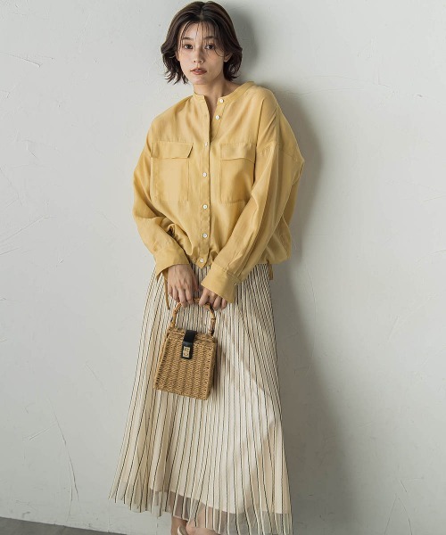 Droite lautreamont（ドロワットロートレアモン）の「セミシアードロストブラウス≪手洗い可能≫（シャツ/ブラウス・レディース・オフホワイト/ブラウン/グリーン/イエロー・M）」の16枚目の写真