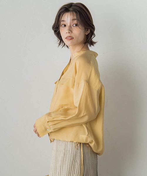 Droite lautreamont（ドロワットロートレアモン）の「セミシアードロストブラウス≪手洗い可能≫（シャツ/ブラウス・レディース・オフホワイト/ブラウン/グリーン/イエロー・M）」の7枚目の写真