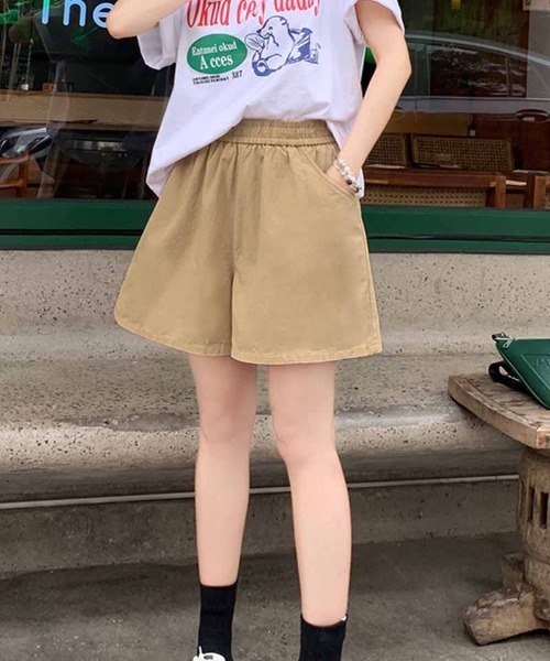 shoppinggo(ショッピングゴー)の「ショートパンツ レディース ハーフパンツ ガウチョパンツ ボトムス ゆったり リラックス 五分丈(その他パンツ・レディース・ピンク/グリーン/キャメル/ブラック/ベージュ・L/M)」の14枚目の写真