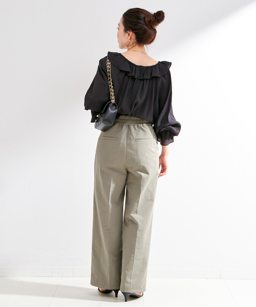 B.C STOCK（ベーセーストック）の「手洗い可 / フリルカラーブラウス（シャツ/ブラウス・レディース・ブラック/イエロー・FREE）」の5枚目の写真