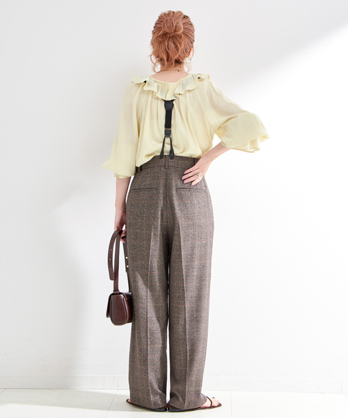 B.C STOCK（ベーセーストック）の「手洗い可 / フリルカラーブラウス（シャツ/ブラウス・レディース・ブラック/イエロー・FREE）」の13枚目の写真