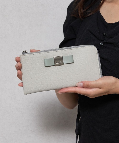 dazzlin(ダズリン)の「【dazzlin/ダズリン】バレッタリボン L字ファスナー長財布(財布・レディース・グレー/ブラック/ダークブラウン/ベージュ/ミント・FREE)」の1枚目の写真