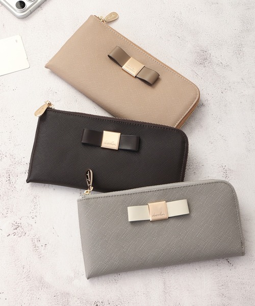 dazzlin(ダズリン)の「【dazzlin/ダズリン】バレッタリボン L字ファスナー長財布(財布・レディース・グレー/ブラック/ダークブラウン/ベージュ/ミント・FREE)」の6枚目の写真