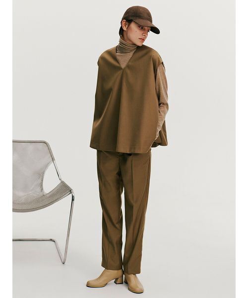 Mila Owen（ミラオーウェン）の「【セットアイテム】フレアベストタートルニットパンツSET UP（その他パンツ・レディース・ブラック/マルチ/ベージュ・0/1）」の2枚目の写真