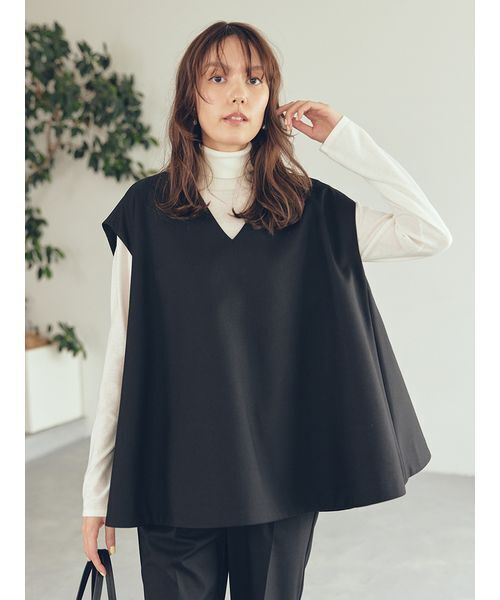 Mila Owen（ミラオーウェン）の「【セットアイテム】フレアベストタートルニットパンツSET UP（その他パンツ・レディース・ブラック/マルチ/ベージュ・0/1）」の9枚目の写真