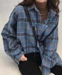 チェックオーバーサイズ起毛シャツ