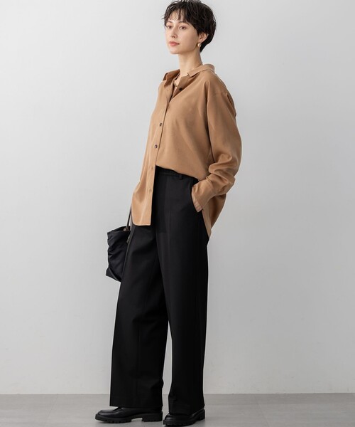 見上愛さん着用/Oggi10月号掲載/洗える】スエーディーサテン シャツ