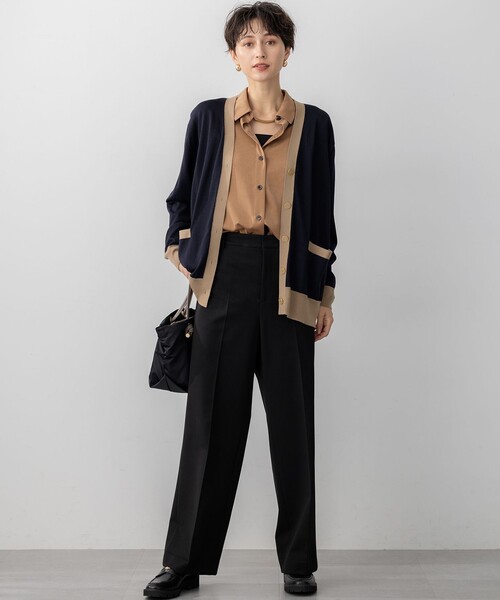 見上愛さん着用/Oggi10月号掲載/洗える】スエーディーサテン シャツ