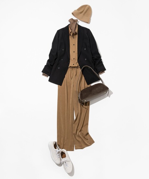 見上愛さん着用/Oggi10月号掲載/洗える】スエーディーサテン シャツ