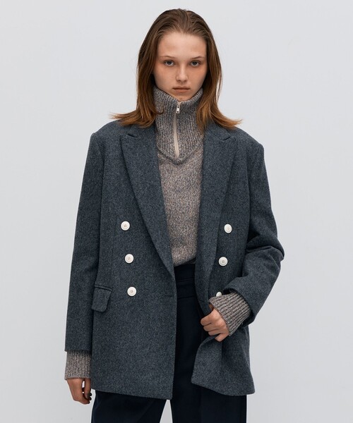 BACCA（バッカ）の「ウールメルトン ジャケットコート（その他アウター・レディース・ネイビー/チャコールグレー・34/36）」の4枚目の写真