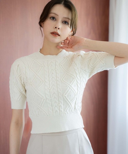 NOELA（ノエラ）の「ケーブルパールニット（ニット/セーター・レディース・オフホワイト/グレー/ピンク・フリー）」の7枚目の写真