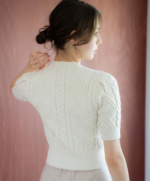 NOELA（ノエラ）の「ケーブルパールニット（ニット/セーター・レディース・オフホワイト/グレー/ピンク・フリー）」の8枚目の写真