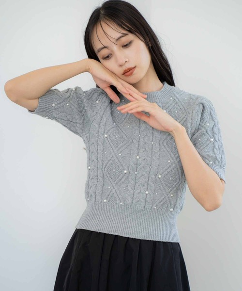 NOELA（ノエラ）の「ケーブルパールニット（ニット/セーター・レディース・オフホワイト/グレー/ピンク・フリー）」の13枚目の写真