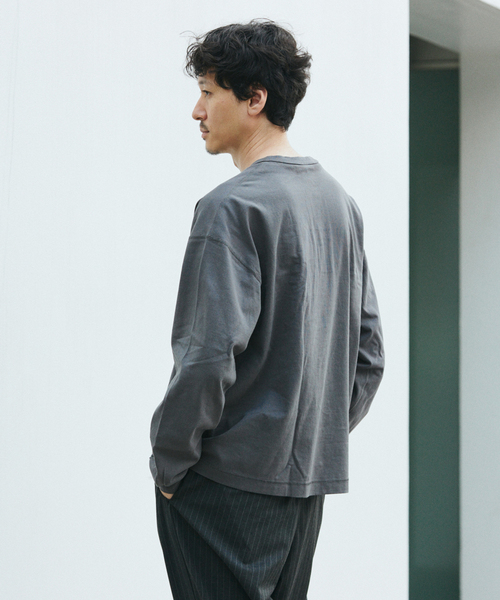 Healthknit（ヘルスニット）の「Health knit / ヘルスニット 別注 ヘンリー ネックロンT（Tシャツ/カットソー・メンズ・ホワイト/ブラウン/ブラック/グレー・MEDIUM/LARGE）」の6枚目の写真