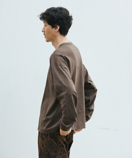 Healthknit（ヘルスニット）の「Health knit / ヘルスニット 別注 ヘンリー ネックロンT（Tシャツ/カットソー・メンズ・ホワイト/ブラウン/ブラック/グレー・MEDIUM/LARGE）」の15枚目の写真