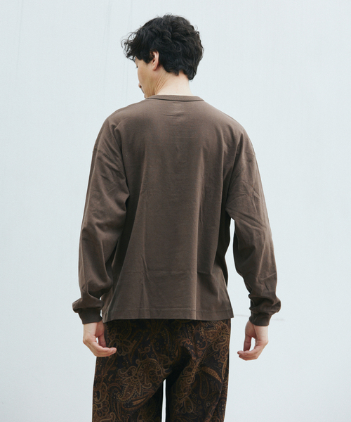 Healthknit（ヘルスニット）の「Health knit / ヘルスニット 別注 ヘンリー ネックロンT（Tシャツ/カットソー・メンズ・ホワイト/ブラウン/ブラック/グレー・MEDIUM/LARGE）」の16枚目の写真