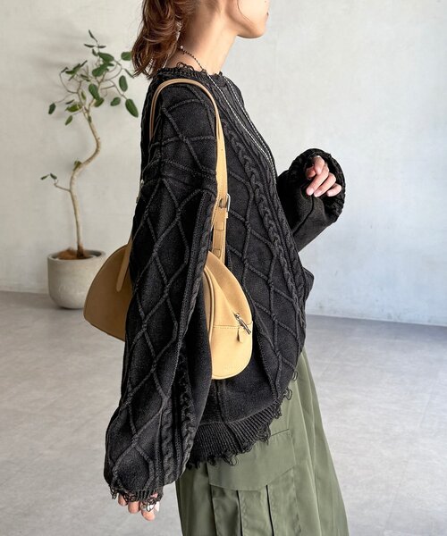 CPCM（シーピーシーエム）の「ピグメントケーブルダメージニット（ニット/セーター・レディース・グリーン/レッド/ブルー/ブラック・FREE）」の20枚目の写真