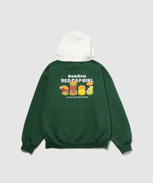 Red Cap Girl(レッドキャプガール)の「REDCAPGIRL×DOMDOM 裏起毛配色フーディー(パーカー・メンズ・ブラック/アッシュグレー/グリーン・M/XL/L)」の4枚目の写真