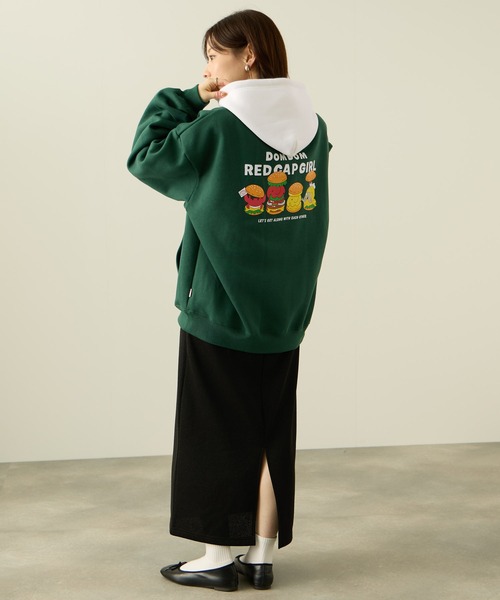 Red Cap Girl(レッドキャプガール)の「REDCAPGIRL×DOMDOM 裏起毛配色フーディー(パーカー・メンズ・ブラック/アッシュグレー/グリーン・M/XL/L)」の14枚目の写真