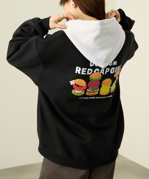 Red Cap Girl(レッドキャプガール)の「REDCAPGIRL×DOMDOM 裏起毛配色フーディー(パーカー・メンズ・ブラック/アッシュグレー/グリーン・M/XL/L)」の18枚目の写真
