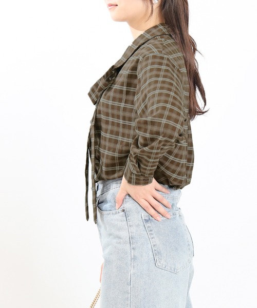 ASTORIA ODIER(アストリアオディール)の「チェックシャツブラウス(シャツ/ブラウス・レディース・ブラウン/ネイビー・MEDIUM)」の8枚目の写真