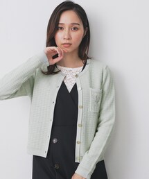 index（インデックス）の「ロゴ刺繍クルーカーディガン【洗濯機洗い可】（カーディガン/ボレロ・レディース）」