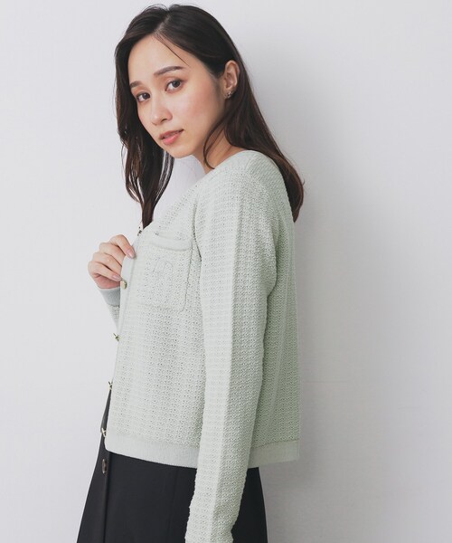 セール】ロゴ刺繍クルーカーディガン【洗濯機洗い可】（カーディガン