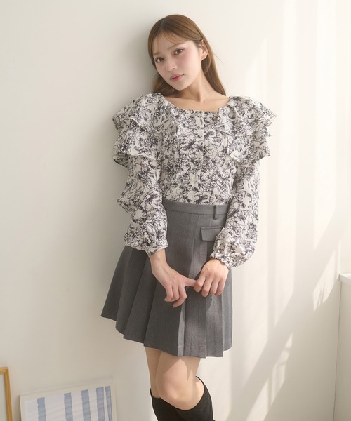 Ambre Neige（アンブルネージュ）の「shoulder ribbon flill blouse / ショルダーリボンフリルブラウス（シャツ/ブラウス・レディース・ブラック系その他/オフホワイト/ブラック・FREE）」の15枚目の写真