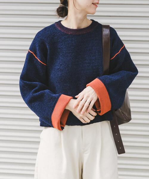 ITEMS URBANRESEARCH（アイテムズ アーバンリサーチ）の「『洗濯可/毛玉防止』ダブルフェイスモールニット（ニット/セーター・レディース・アイボリー/ブルー/モカ/ネイビー/ブラウン系その他・FREE）」の4枚目の写真