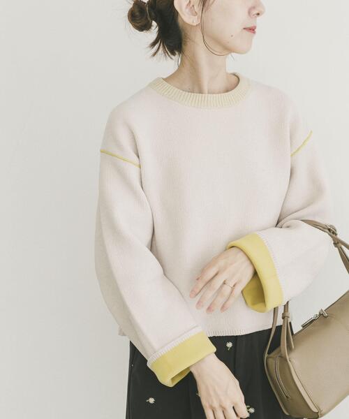 ITEMS URBANRESEARCH(アイテムズ アーバンリサーチ)の「『洗濯可/毛玉防止』ダブルフェイスモールニット(ニット/セーター・レディース・アイボリー/ブルー/モカ/ネイビー/ブラウン系その他・FREE)」の6枚目の写真