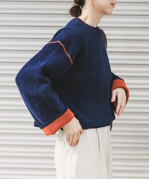 ITEMS URBANRESEARCH（アイテムズ アーバンリサーチ）の「『洗濯可/毛玉防止』ダブルフェイスモールニット（ニット/セーター・レディース・アイボリー/ブルー/モカ/ネイビー/ブラウン系その他・FREE）」の14枚目の写真