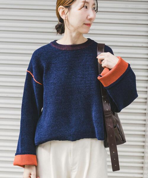 ITEMS URBANRESEARCH（アイテムズ アーバンリサーチ）の「『洗濯可/毛玉防止』ダブルフェイスモールニット（ニット/セーター・レディース・アイボリー/ブルー/モカ/ネイビー/ブラウン系その他・FREE）」の16枚目の写真