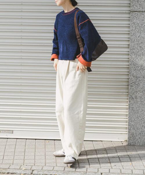 ITEMS URBANRESEARCH（アイテムズ アーバンリサーチ）の「『洗濯可/毛玉防止』ダブルフェイスモールニット（ニット/セーター・レディース・アイボリー/ブルー/モカ/ネイビー/ブラウン系その他・FREE）」の6枚目の写真