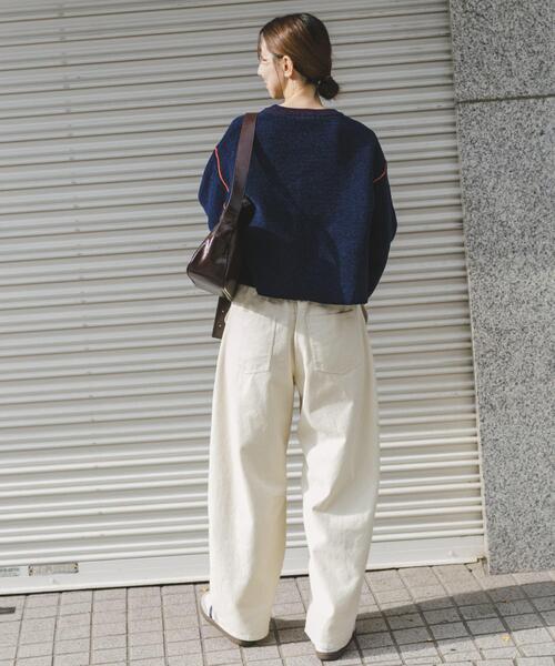 ITEMS URBANRESEARCH（アイテムズ アーバンリサーチ）の「『洗濯可/毛玉防止』ダブルフェイスモールニット（ニット/セーター・レディース・アイボリー/ブルー/モカ/ネイビー/ブラウン系その他・FREE）」の7枚目の写真