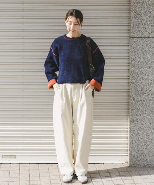 ITEMS URBANRESEARCH（アイテムズ アーバンリサーチ）の「『洗濯可/毛玉防止』ダブルフェイスモールニット（ニット/セーター・レディース・アイボリー/ブルー/モカ/ネイビー/ブラウン系その他・FREE）」の8枚目の写真