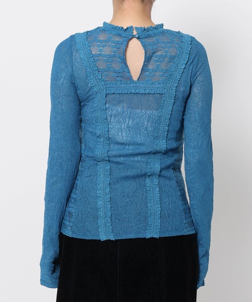 mysty woman（ミスティウーマン）の「レースハイネックカットソー 576986（Tシャツ/カットソー・レディース・ブルー/オフホワイト/ブラック・FREE）」の13枚目の写真