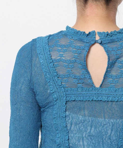 mysty woman（ミスティウーマン）の「レースハイネックカットソー 576986（Tシャツ/カットソー・レディース・ブルー/オフホワイト/ブラック・FREE）」の14枚目の写真