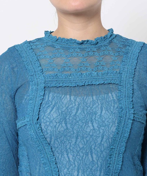 mysty woman（ミスティウーマン）の「レースハイネックカットソー 576986（Tシャツ/カットソー・レディース・ブルー/オフホワイト/ブラック・FREE）」の15枚目の写真