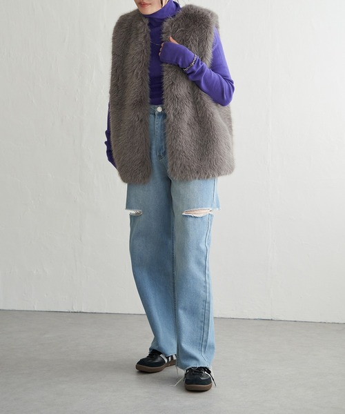 VENCEEXCHANGE（ヴァンスエクスチェンジ）の「シャギーファーベスト（ベスト・レディース・グレー/モカ/ベージュ・FREE）」の9枚目の写真