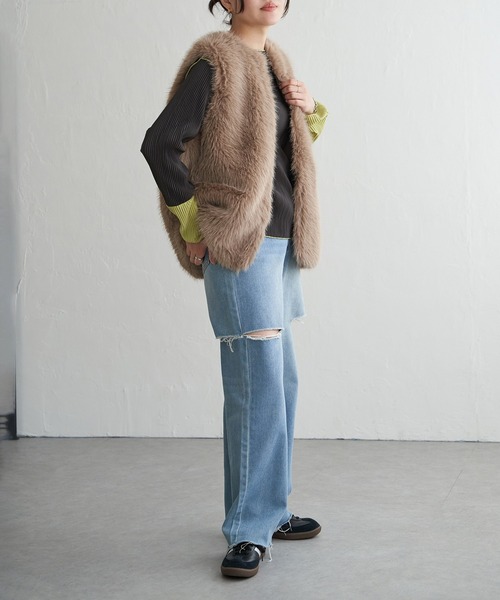 VENCEEXCHANGE（ヴァンスエクスチェンジ）の「シャギーファーベスト（ベスト・レディース・グレー/モカ/ベージュ・FREE）」の15枚目の写真