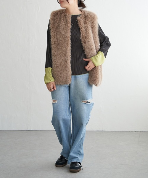 VENCEEXCHANGE（ヴァンスエクスチェンジ）の「シャギーファーベスト（ベスト・レディース・グレー/モカ/ベージュ・FREE）」の14枚目の写真