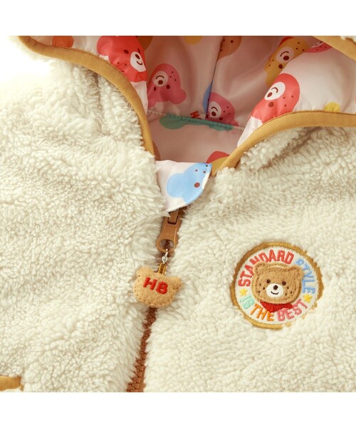 HOT BISCUITS（ホットビスケッツ）の「カラフルビーンズ 裏ボアフリース リバーシブル総柄マント（ポンチョ・キッズ・マルチ・フリー(70-90cm)）」の4枚目の写真