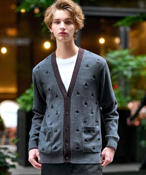 DRESSTERIOR(ドレステリア)の「エンブロイダリー ニットカーディガン(カーディガン/ボレロ・メンズ・グレー/ネイビー・92/91/90/94)」の1枚目の写真