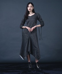 Ellno de Mavie ワンピース Tシャツ ラメ ホワイト 白 F AWL Ellno de Mavie tシャツ lame lace up tee / ラメレース