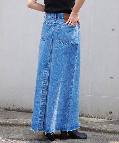 ≪追加2 ≫ULTデニムスリットリーンスカート（デニムスカート