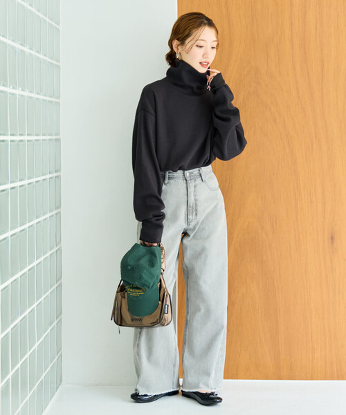 セール】限定展開 ワッフル タートルネック チュニック プルオーバー